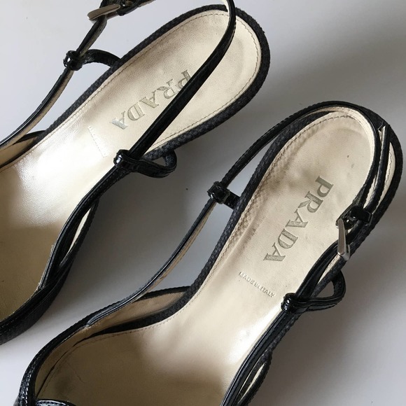 Vintage Prada Slingback Buckle Kitten Heels - Picture 3 of 6